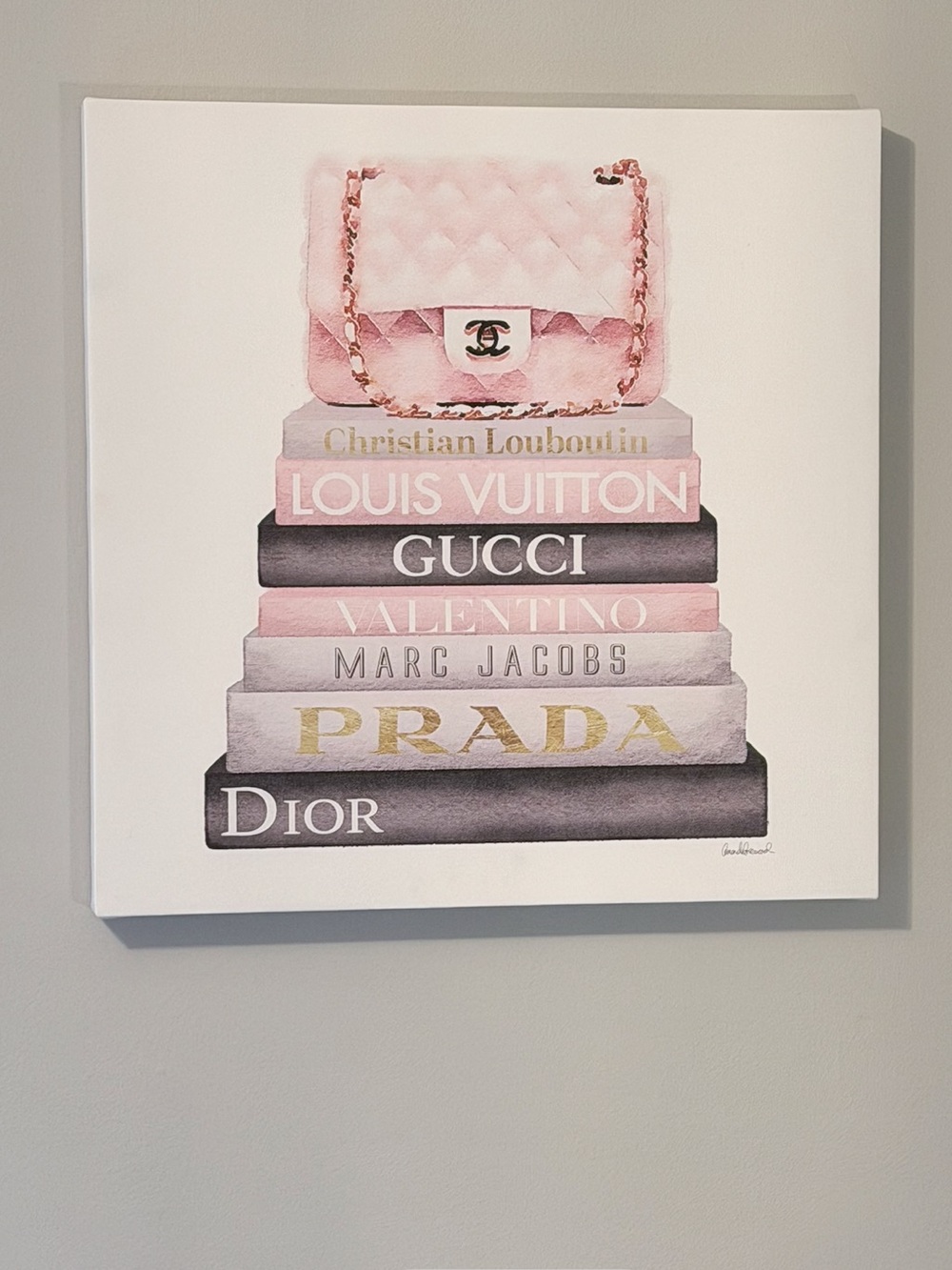 Stupell Industries 'Watercolor High Fashion Bookstack', Wrapped Canvas Art